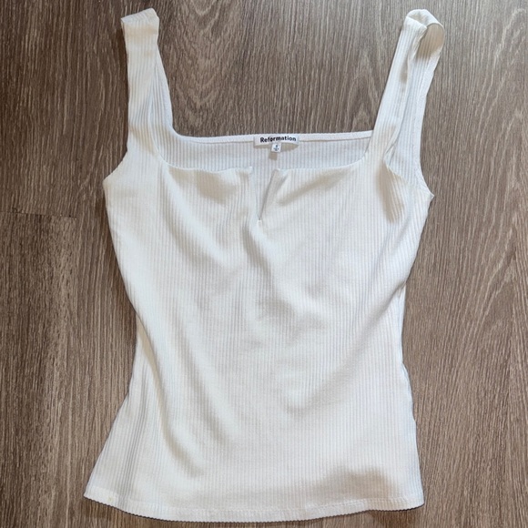 Reformation Cream Ribbed Tank Top - Picture 1 of 2